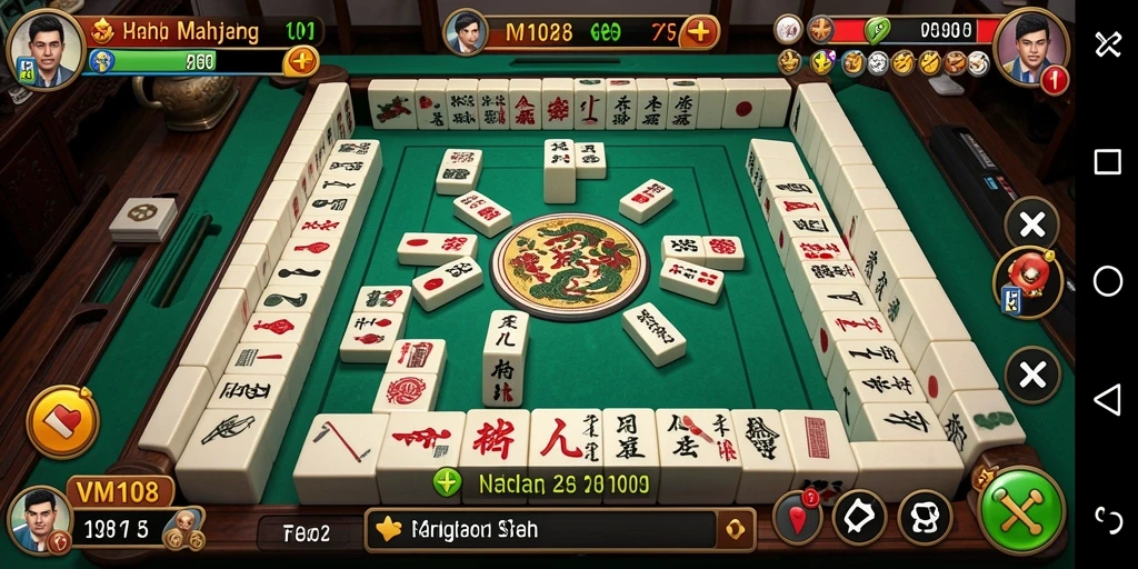 Tampilan gameplay menarik dari VM108 yang menunjukkan papan Mahjong.
