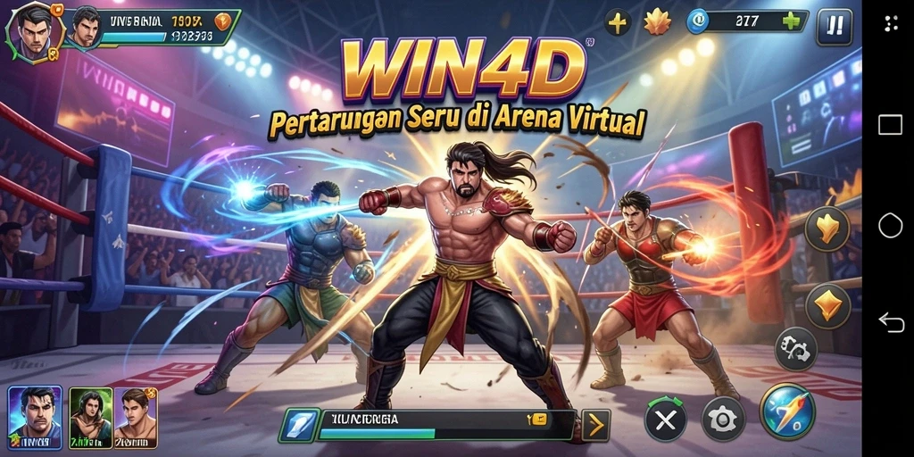 Screenshot gameplay WIN4D menampilkan aksi pertarungan mendebarkan.